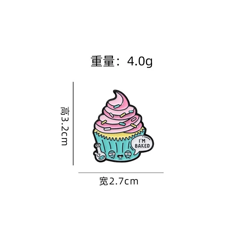 Cartoon drip oil alloy brooch ice cream sundae dessert clothing decoration backpack accessories waist cinching fixed badge