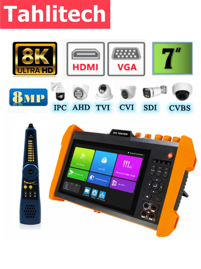 8K CCTV Test Monitor K15 All IN One K15-CLMOVTADHSEFG IPC Tester SFP Optical Cctv Monitor Display Camera Test Tool