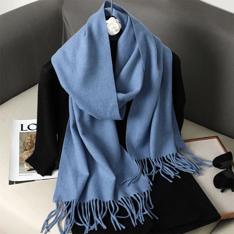 Bufanda de Invierno para mujer, chal largo y cálido de Cachemira, Hijab sólido, Pashmina, pañuelo para la cabeza, 62 colores, novedad