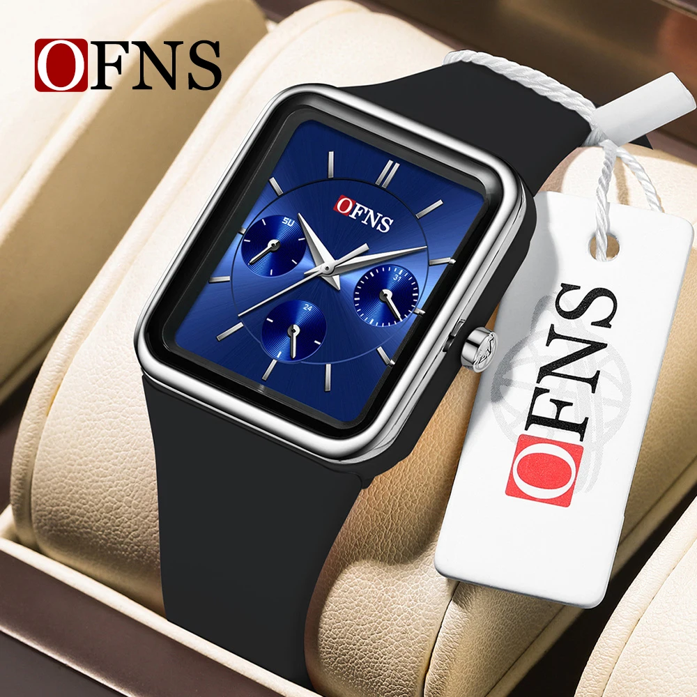 

OFNS 8035, модные и женские кварцевые часы для отдыха, многофункциональные спортивные водонепроницаемые кварцевые часы с тремя глазами и шестью контактами