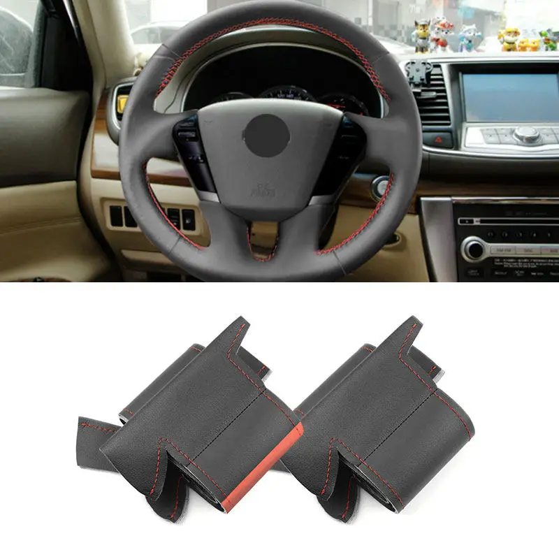 For Nissan Teana Murano Z51 Elgrand Quest Braids on Car Steering Wheel Protective Cover Microfiber Leather With Stitching Strip