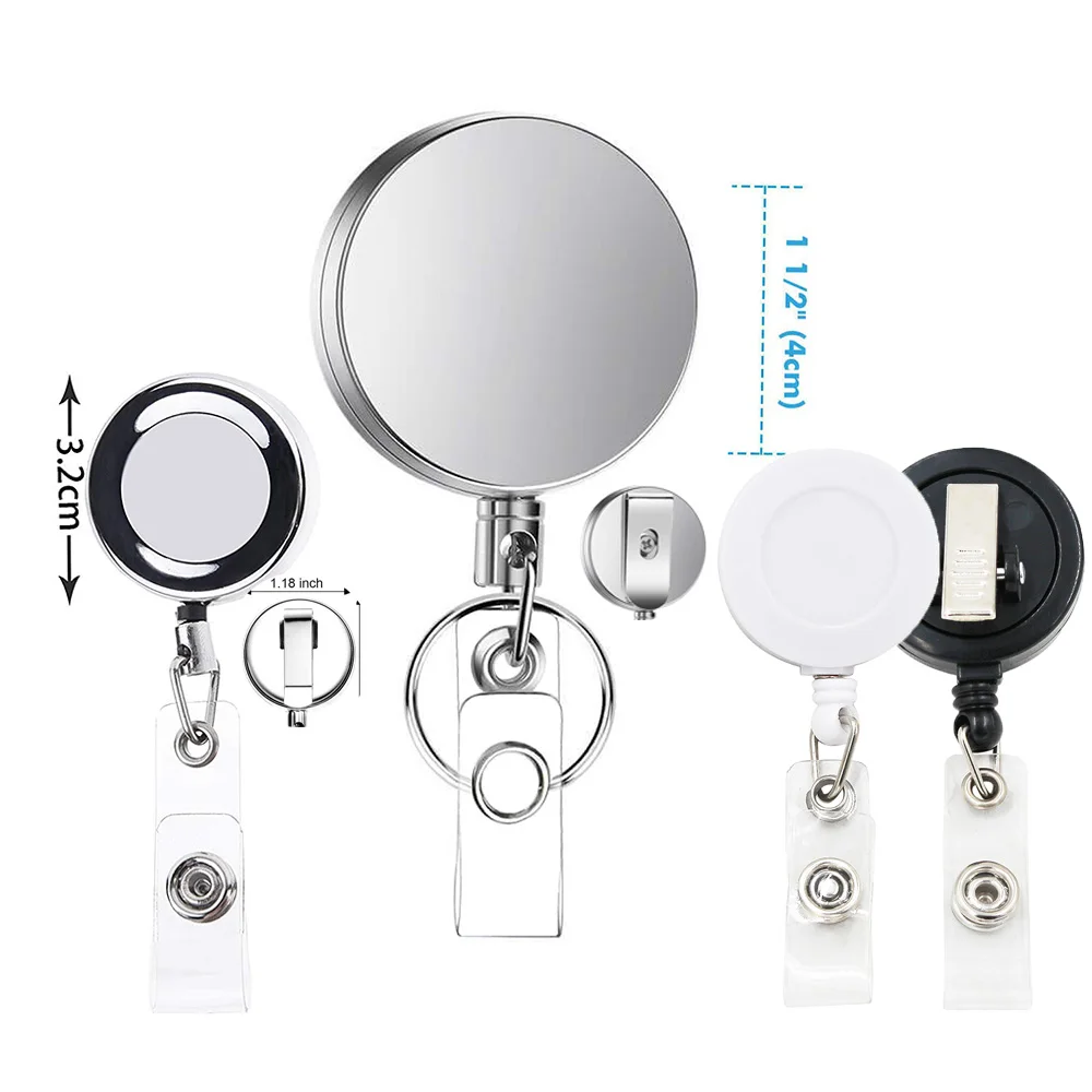 

1.26in/1.57in 1PC Metal Retractable Badge Holder Heavy Duty ID Badge Reels with Key Chain Belt Clip ID / Key Card