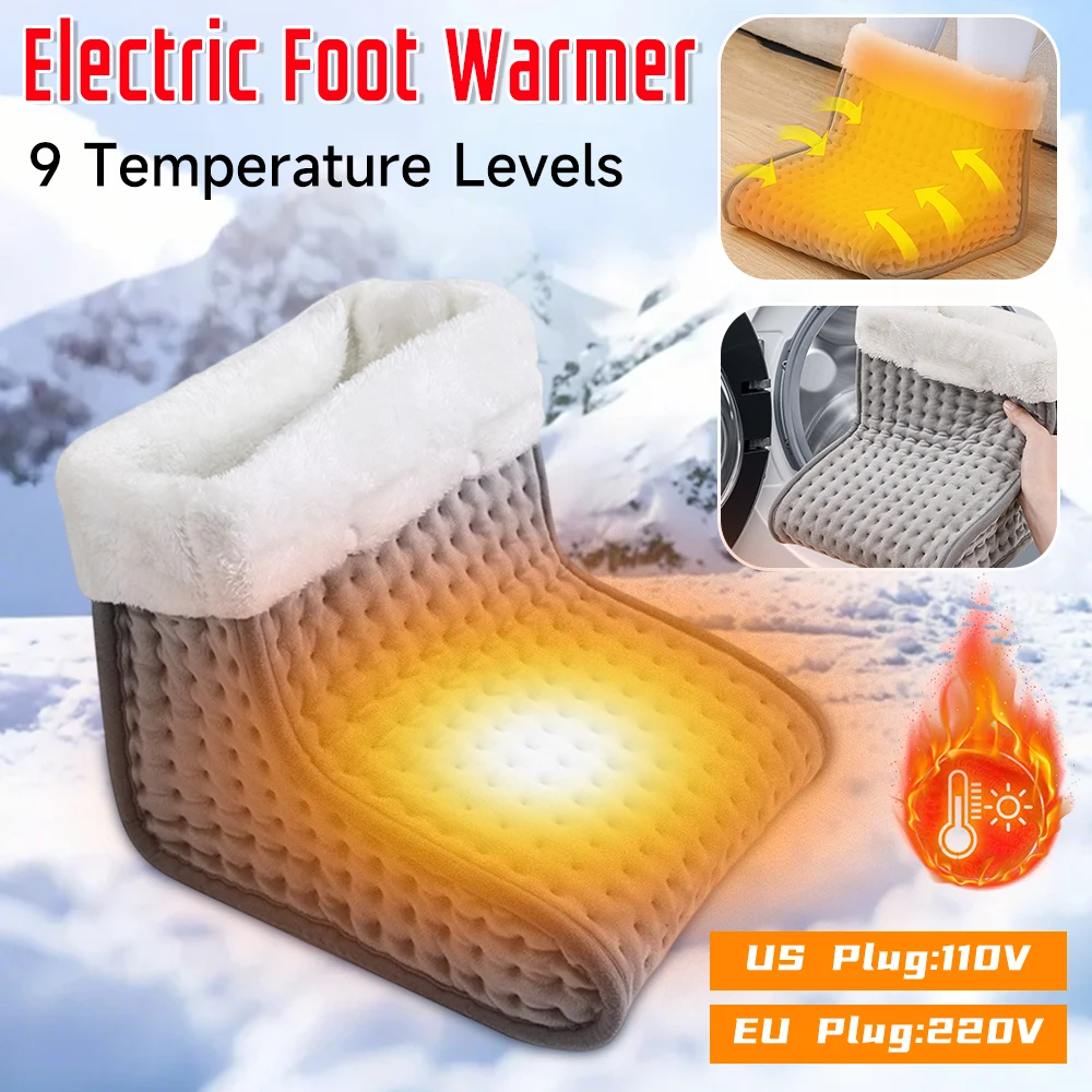 

Electric Foot Heater with 9 Temperature Levels Foot Heating Pad Automatic Shut-Off Heating Foot Warmer Washable for Home Office