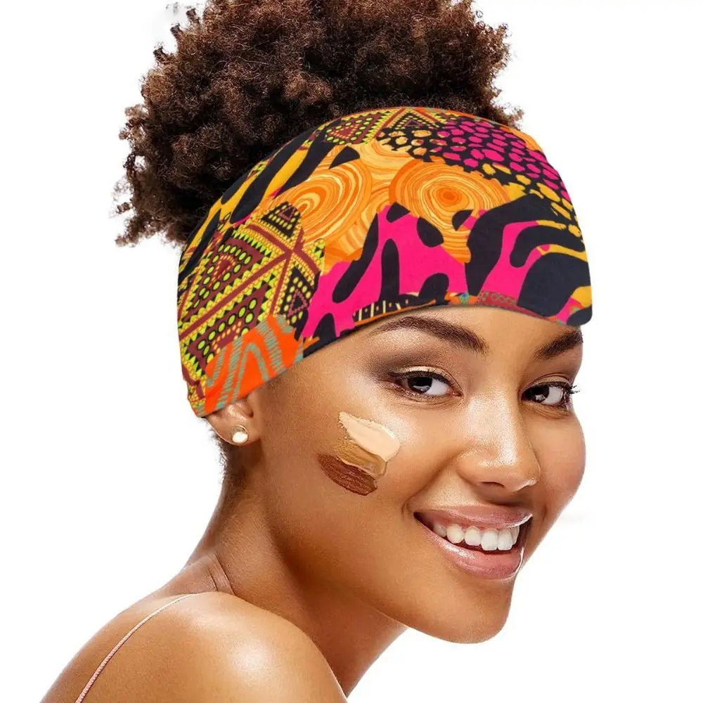 Bohemian Hoofdband Katoen Stretch Afrikaanse Patroon Yoga Haarband Nieuwe Vintage Knoop Vrouwen Headwrap Buitensporten