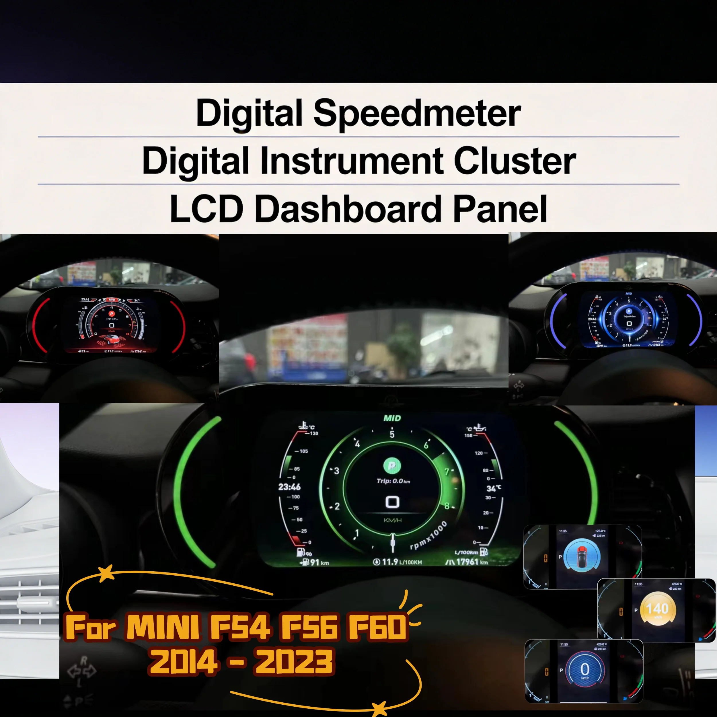 7inch LCD Gauges For MINI F54 F56 F60 2014 - 2023 Speedometer Car LCD Digital Cluster Virtual Cockpit Dashboard Instrument Panel