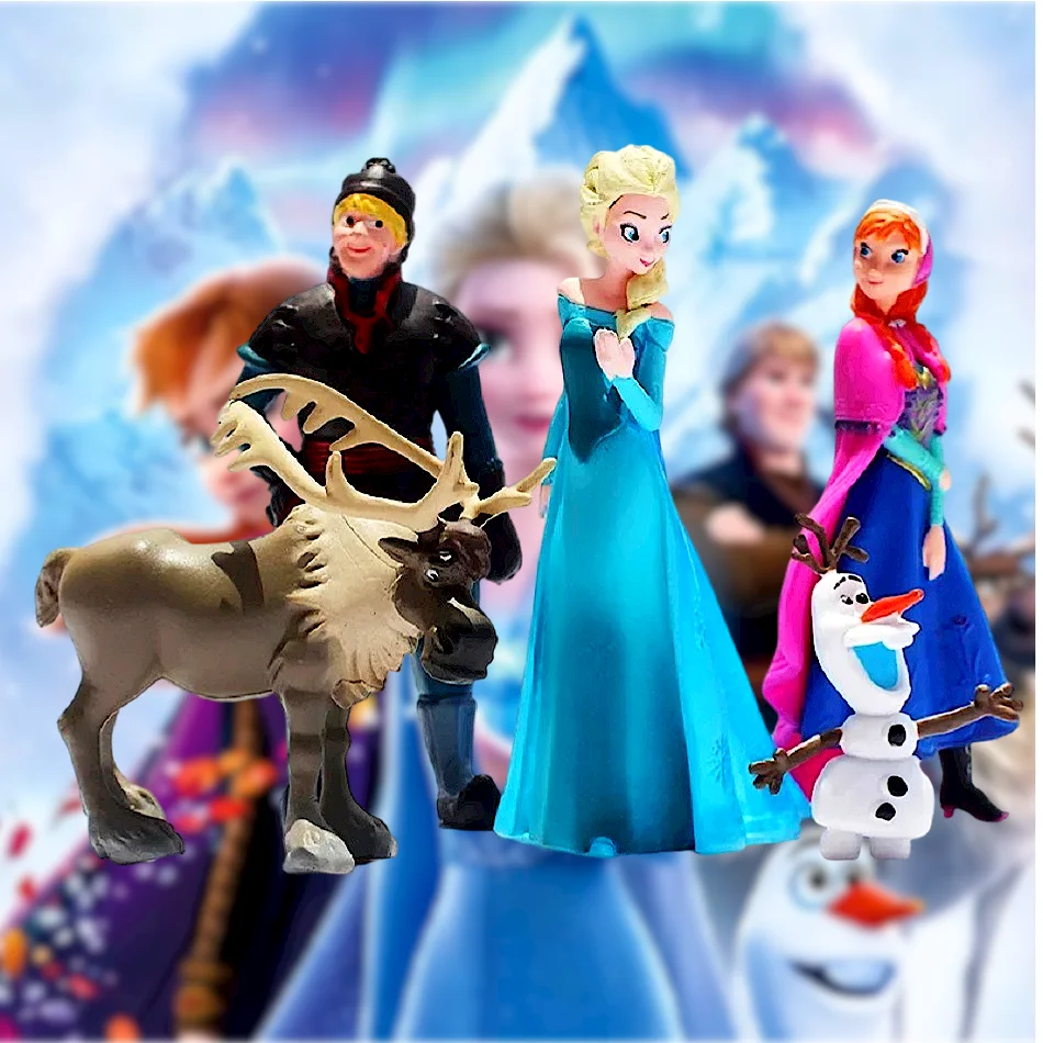 5pcs/Set Frozen The Snow Queen Princess Anna Elsa Action Figure Kristoff Sven Olaf PVC Model Dolls Collection Birthday Gift Toys