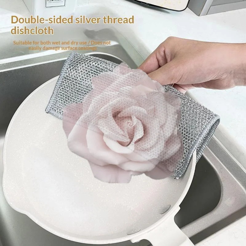 Popular 10Pcs Oil Resistant Metal Wire Cleaning Cloth Kit Non-Scratch Mesh for Kitchen Stove Dishes Cookware Household Cleaning
