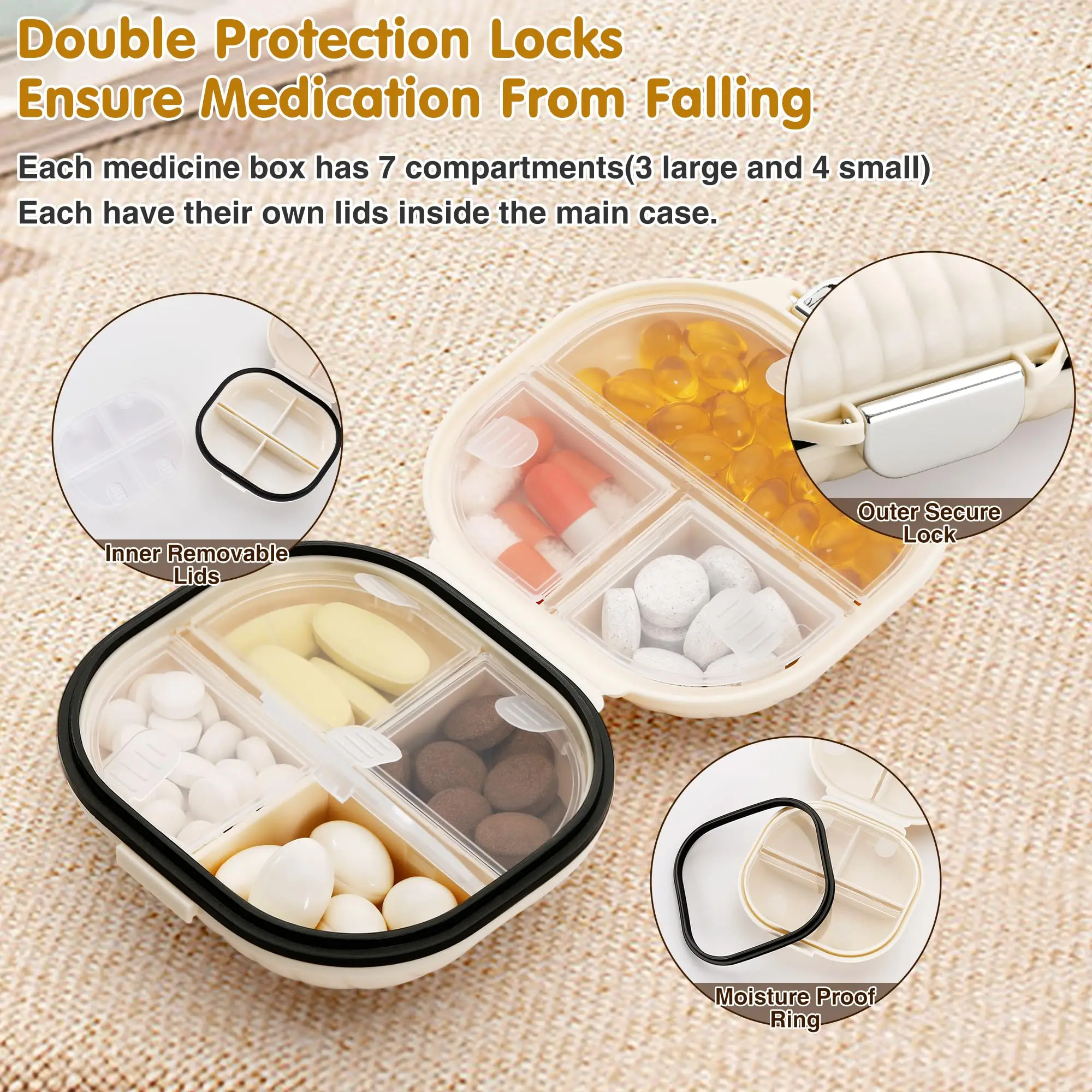 1pc Portable Pill Box 7 Day Small Pill Case Moisture Proof Daily Medicine Vitamin Container for Vitamins, Travel Essentials