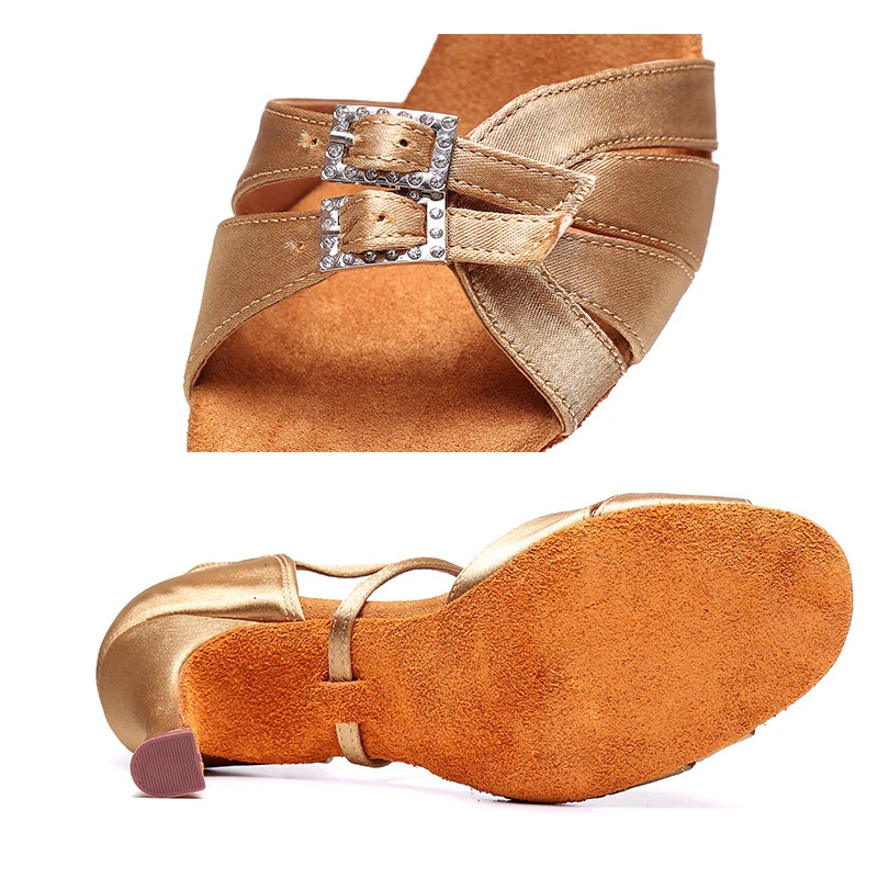 Sapatos De Danca Latin Dance รองเท้าผู้หญิงฤดูร้อนรองเท้าส้นสูง Latin DanceShoe นุ่ม Soled Tango JAZZ ฝึกเต้นรํารองเท้า