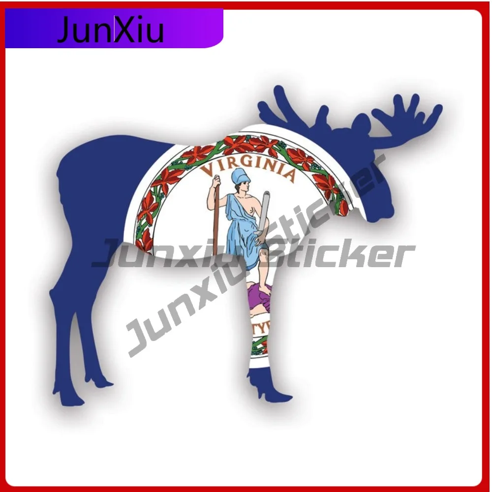 

Virginia Moose Shaped Weather Resistant Fade Resistant Racing For Helmet Bumper Laptop Removable No Residue Decoration Car Body