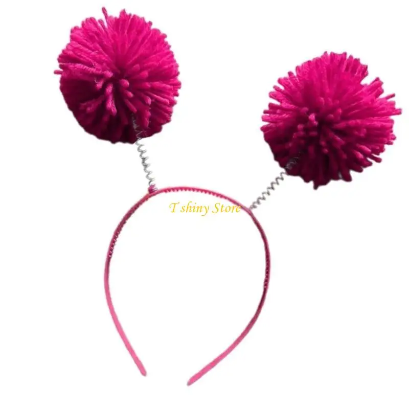 N58F Kid Headband Photo Props Party Fun Headband Party Pompoms Karaoke Party Hair Hoop Christmas 2025 for New Year Stage