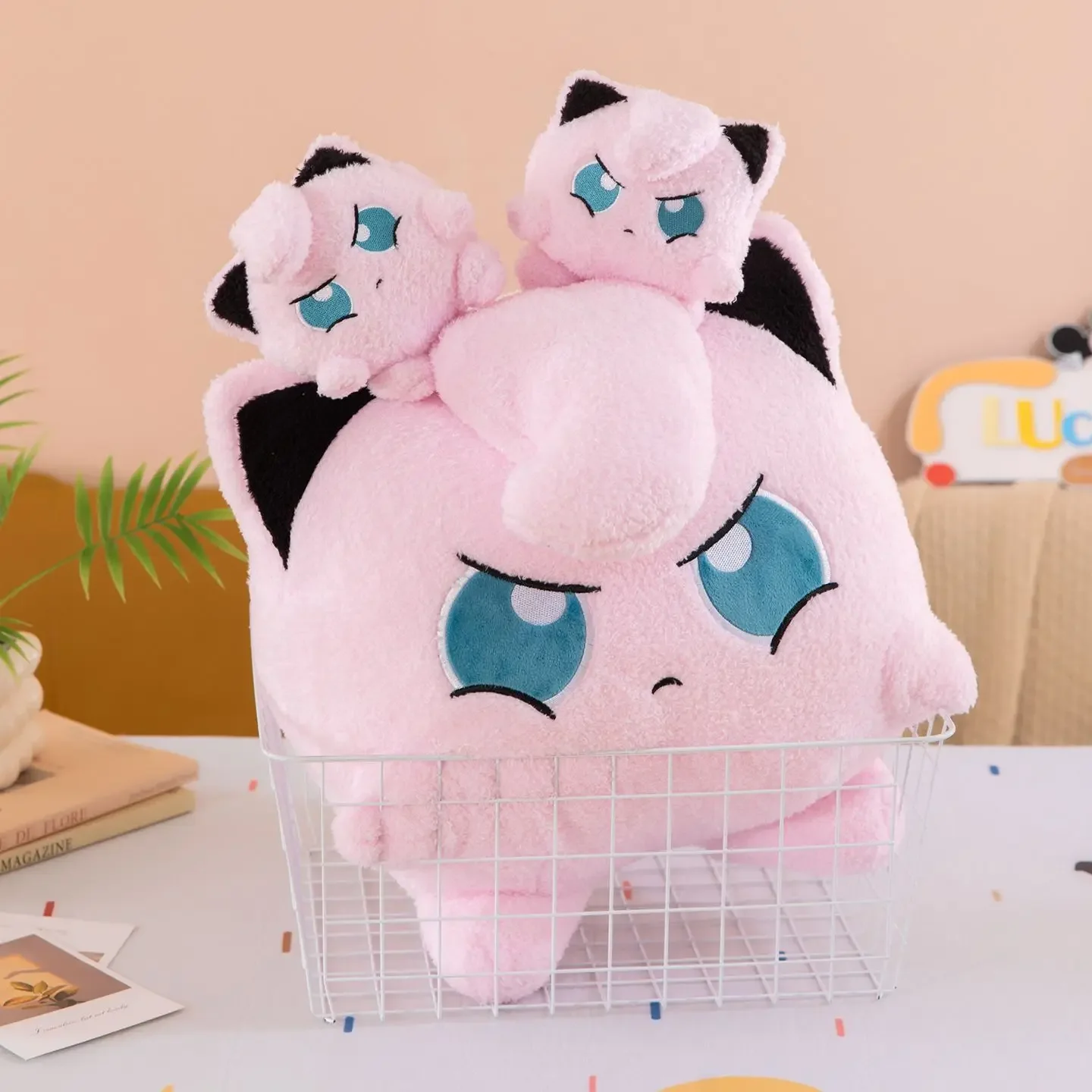 Huggable Jigglypuff Fairy Type Plush Toy Angry Grumpy Face Soft Fluffy Stuffed Doll Cuddly Plushies Back Cushion Fans Gift