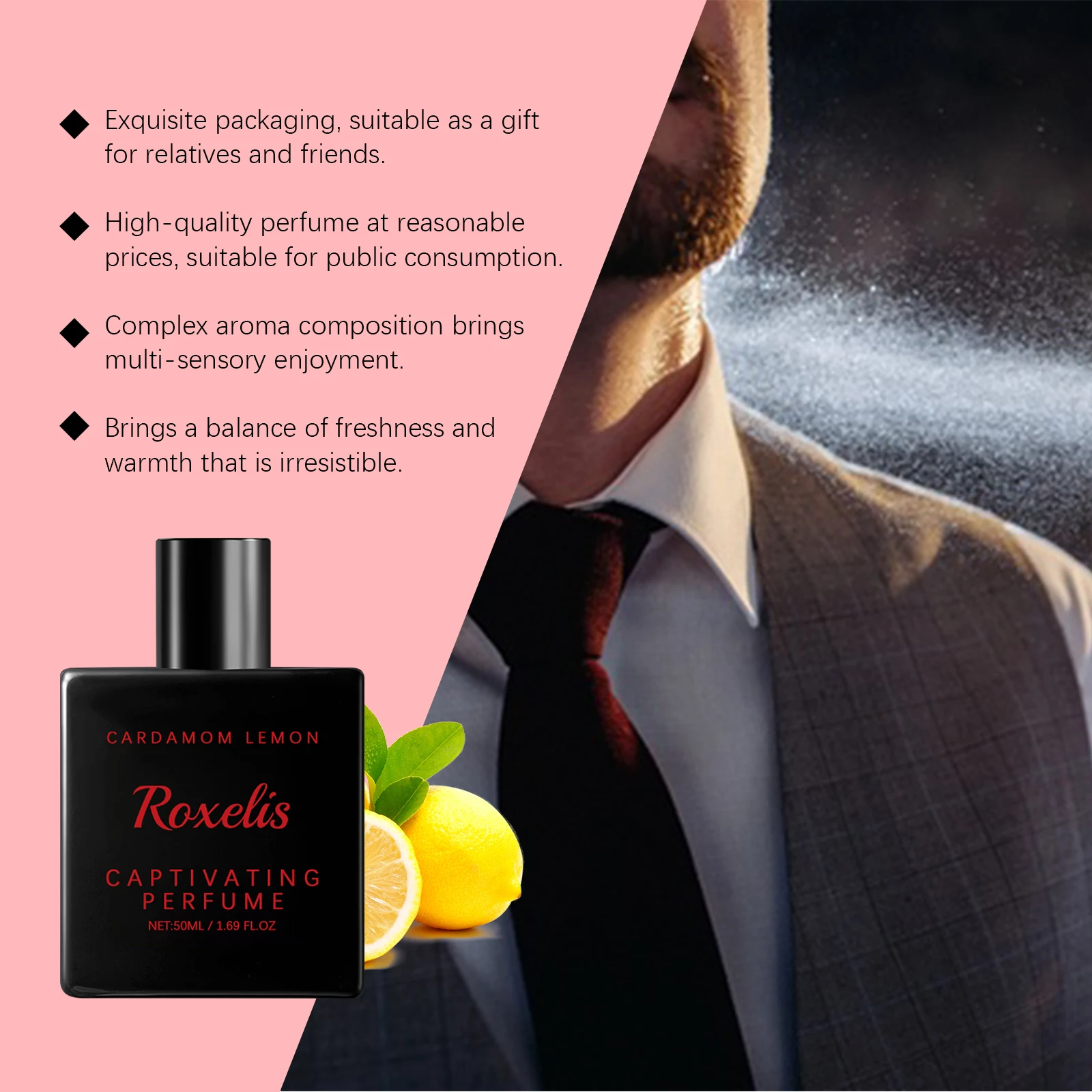 Perfume for Men Attracting Women Show Charms Cardamom Lemon Perfume Long Lasting Fragrance Dating Atmosphere Body Perfume Spray