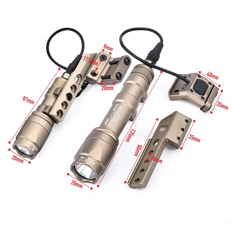 وادسن التكتيكية M300 M600 مصباح يدوي الجانب قاعدة إزاحة عدة الأبيض LED M300A M600C SF Surefir كشاف ضوء الادسنس معدات الصيد مصباح #6