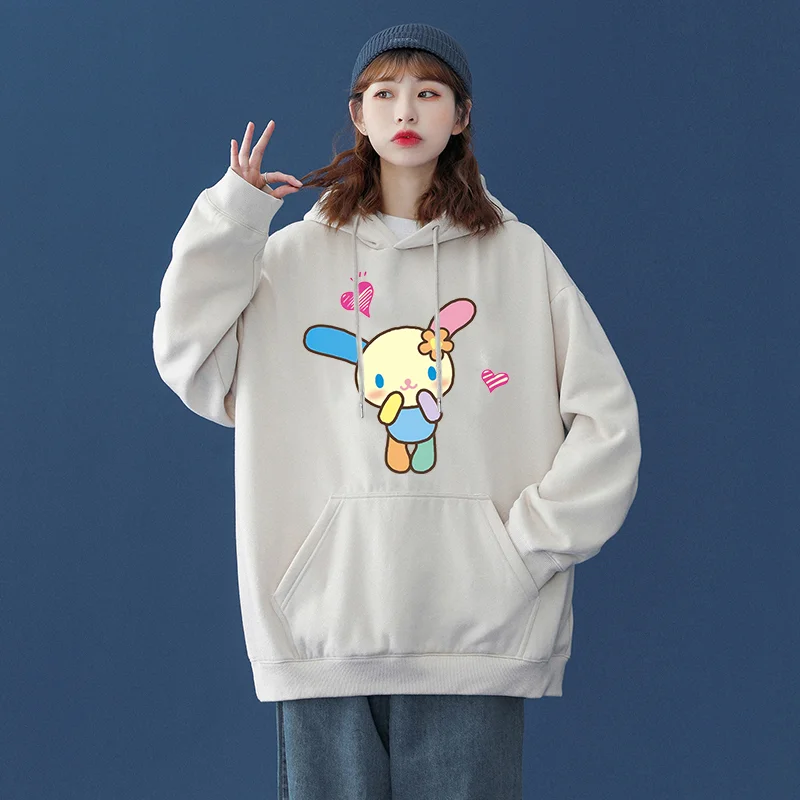 Sanrio U Sa Ha Na Men's and Women's Hoodie Casual Street Clothing Long sleeved Sweatshirt Boys and Girls Autumn Top Coat