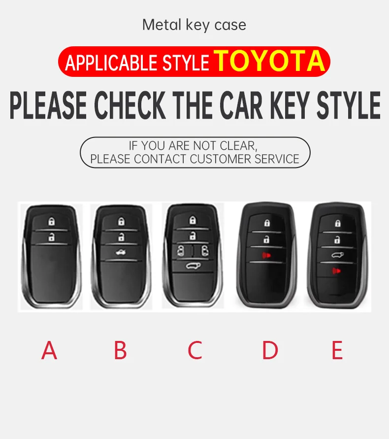 Passende Schlüsselhülle aus Zinklegierung und Leder für Toyota CHR Hilux Fortuner Land Cruiser 200 Camry Corolla Crown RAV4 Highland – Detail 4