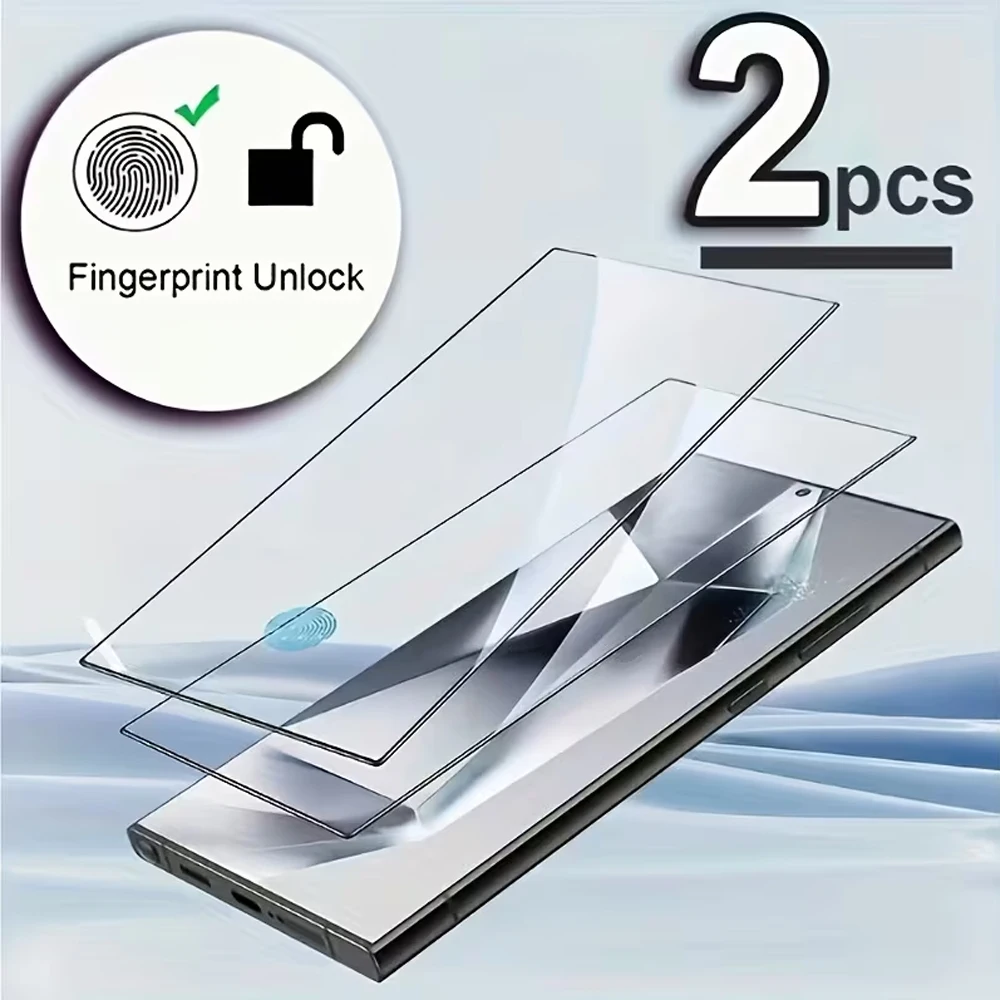 2pcs Fingerprint Unlock Screen Protector HD For Samsung S26 Ultra S26 Plus S25 Ultra S25 Edge S24 S23 S22+5G Tempered Glass Film