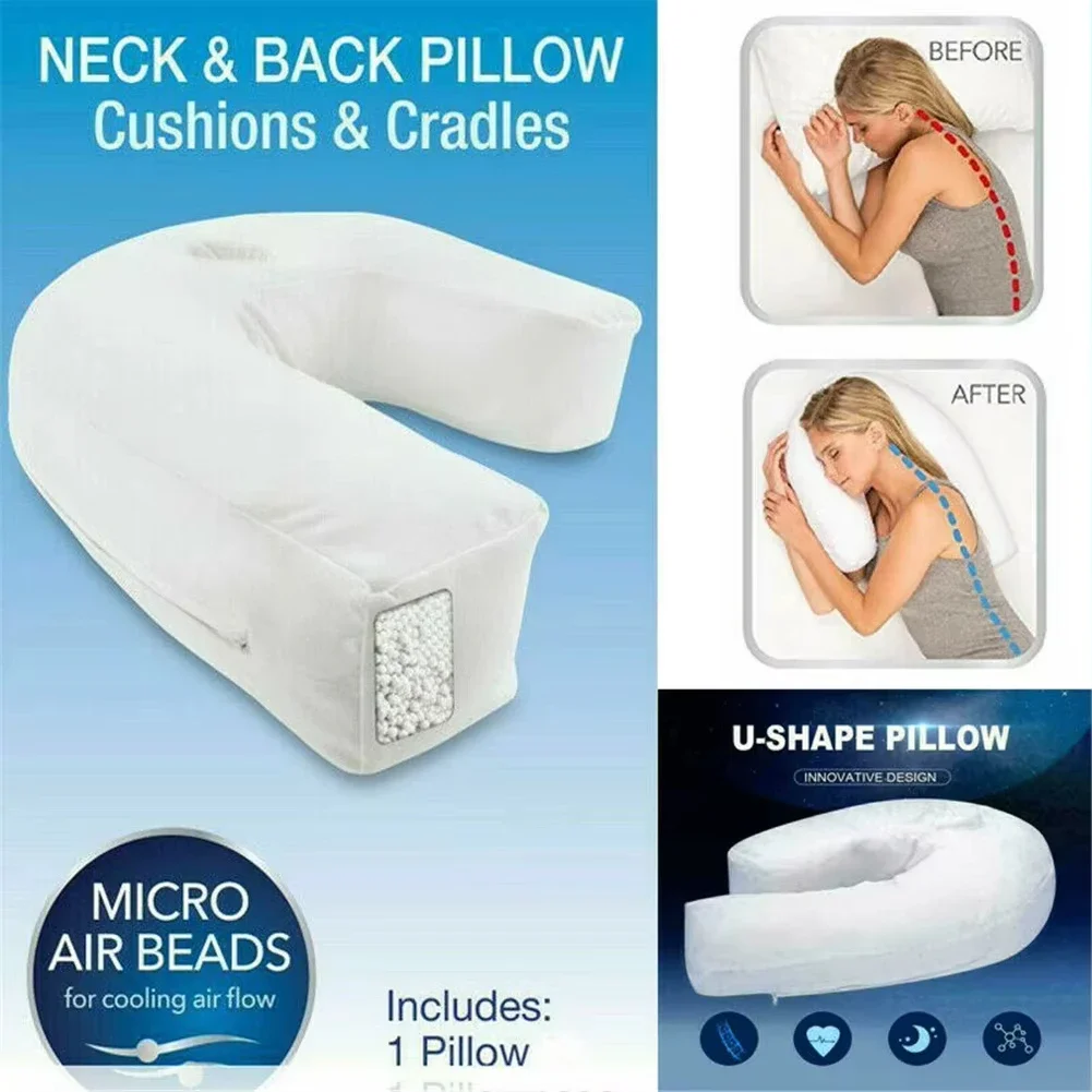 U-Shape Neck and Shoulder Support Side Sleeper Pillow - Contoured memory foam pillow with ear holes. Neck and back pillow