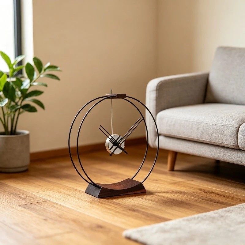Nordic Modern Desk Clock Creative Spanish Table Clocks Silent Luxury Retro Walnut Wood Clocks Living Room Decoration Ornament