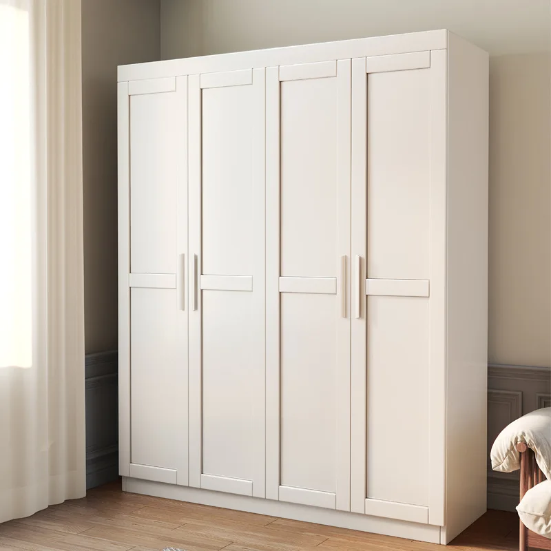 Small home bedroom floor-standing storage with multiple solid wood cabinets