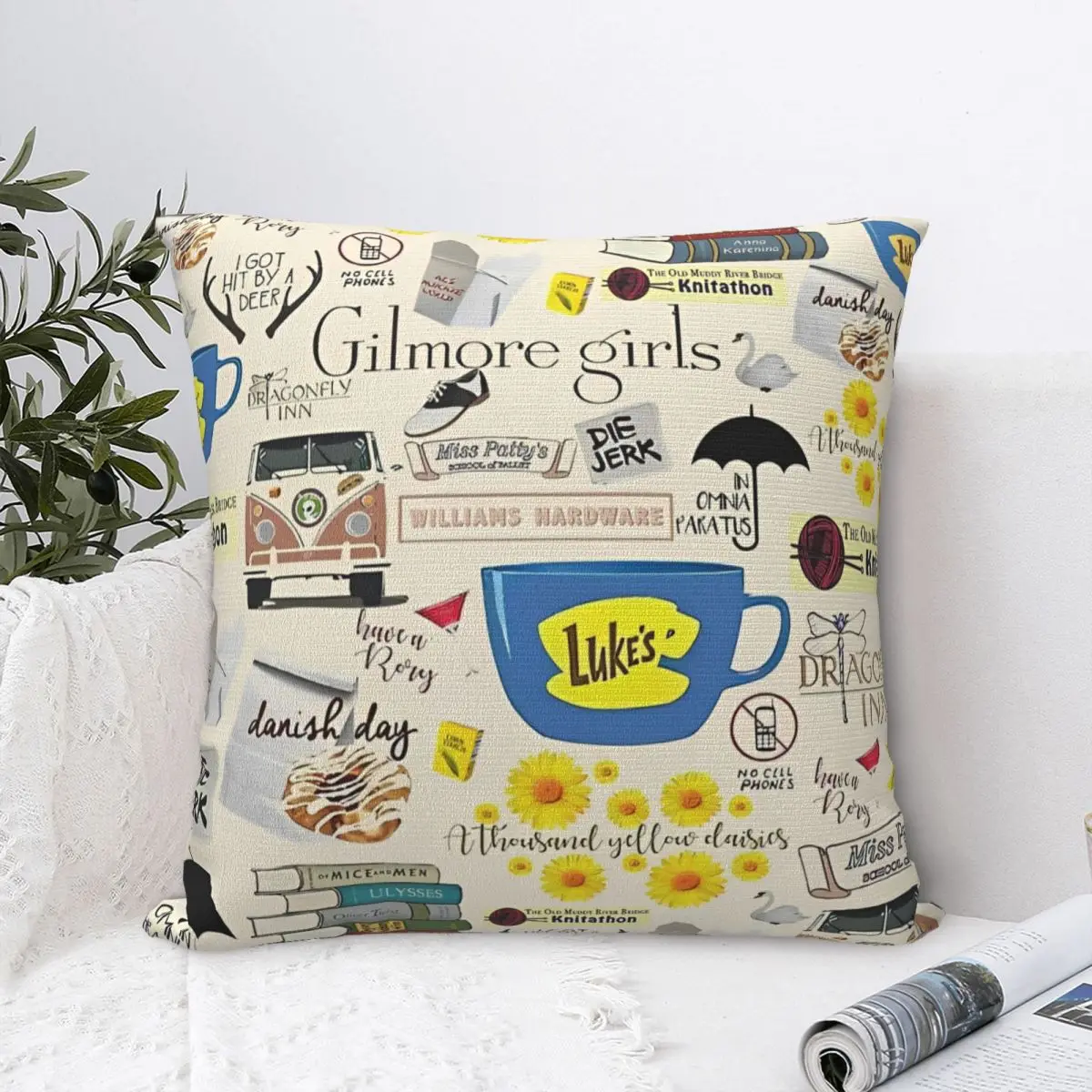 غطاء وسادة بوليستر للفتيات من Gilmore الناعم ، أنا أشرب القهوة مثل كيس وسادة للفتيات ، ديكور منزلي ، غطاء وسادة تلفزيون ، مربع #6
