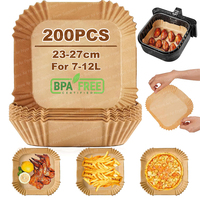 23CM Air Fryer Disposable Baking Paper Square Greaseproof Paper Parchment Paper for 7-12L Basket Airfryer Microwave Oven Steamer