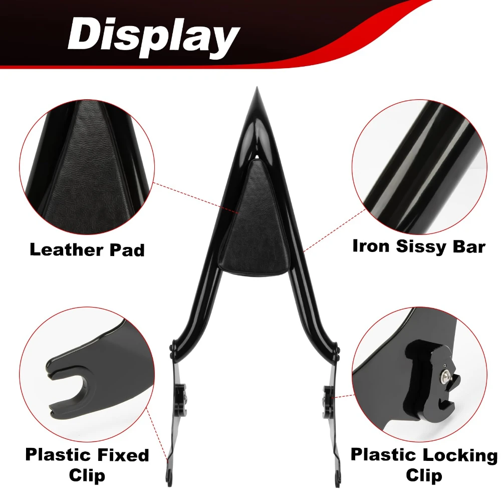 22 Inch Detachable Foldable Passenger Sissy Bar Backrest PU Leather Pad For Harley Touring FLHR FLHX FLHT FLTR 2009-2024 view 5