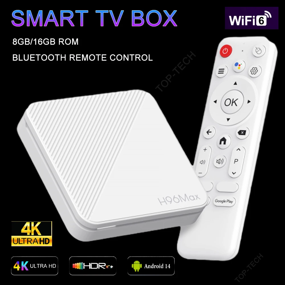 Décodeur TV intelligent Android 14.0, 4K, 2 Go de RAM, 8 Go, 16 Go, WiFi, BT, Façades, Core HD, Lecteur multimédia