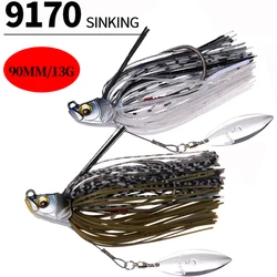 13g Fishing Elastic Wire Bait 3D Metal Jigs Spinning Lure Silicone Skirt Stainless Steel Hook Spoon Wobbler for Bass Pike Winter