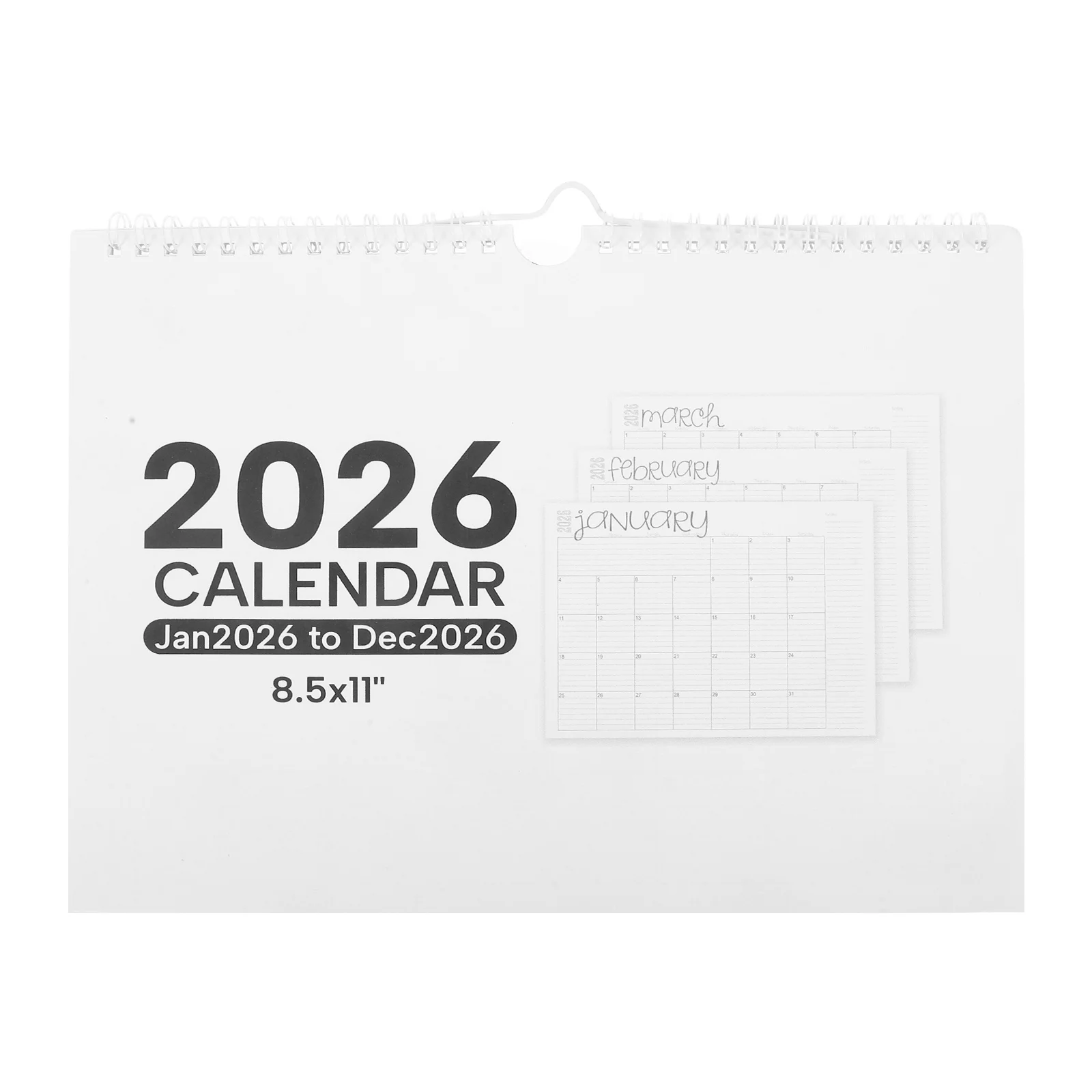 

Настенный календарь на 2026 год, большой ежемесячный подвесной планировщик со спиральной переплетом, минималистичный настенный провод для домашнего офиса, кухни