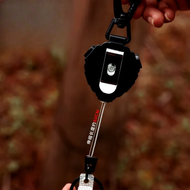 Steel Wire Retractable Keychain, Anti-Theft Carabiner Reel, Outdoor Camping Hiking Fishing Lure Tackle Accessories