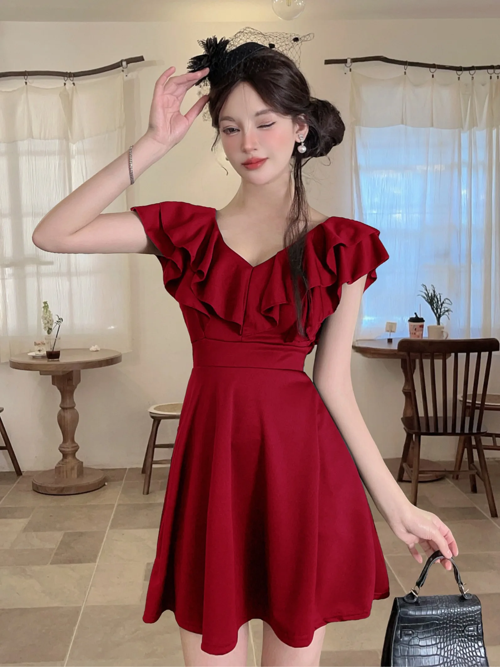 

Ретро-юбка с V-образным вырезом для женщин, утягивающая талию, для свиданий и вечеринок, с высокой талией, весна-лето-осень