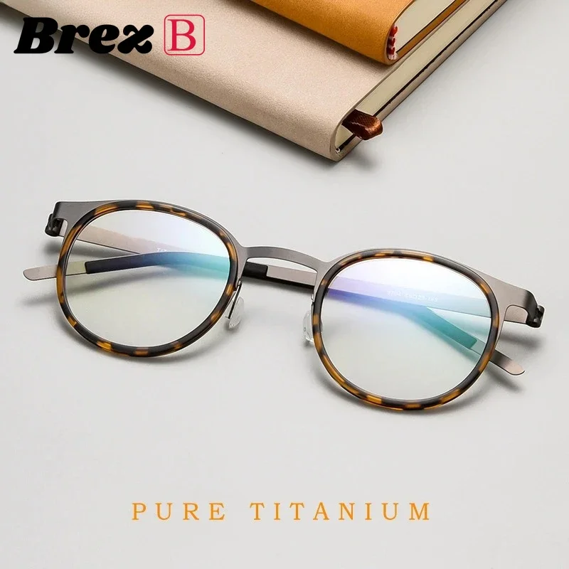 

Ollymurs ультралегкие модные высококачественные очки из чистого титана без винтов, круглая оправа в стиле ретро, ​​оправа для очков по рецепту, мужская модель 9704JW