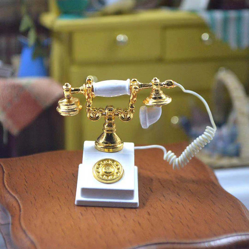 1/6 1/12 Dollhouse Miniature Phone Telephone Ipad Microphone Gramophone Wall Mount Phone Pretend Play Furniture Toys 1pcs