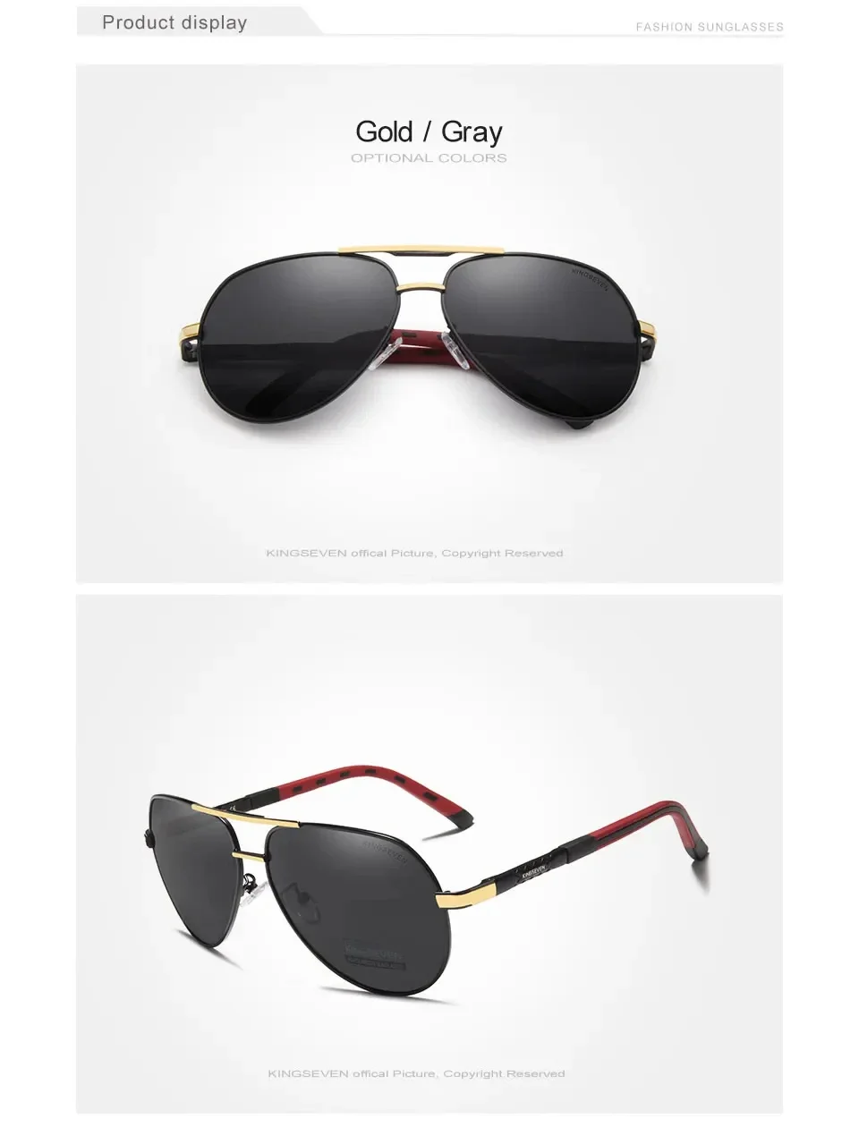 KINGSEVEN Mode Männer Sonnenbrille Luxus UV400 Polarisierte Gläser Frauen Pilot Outdoor Kausalen Männlich Weiblich Angeln Fahren Brillen – Detail 3
