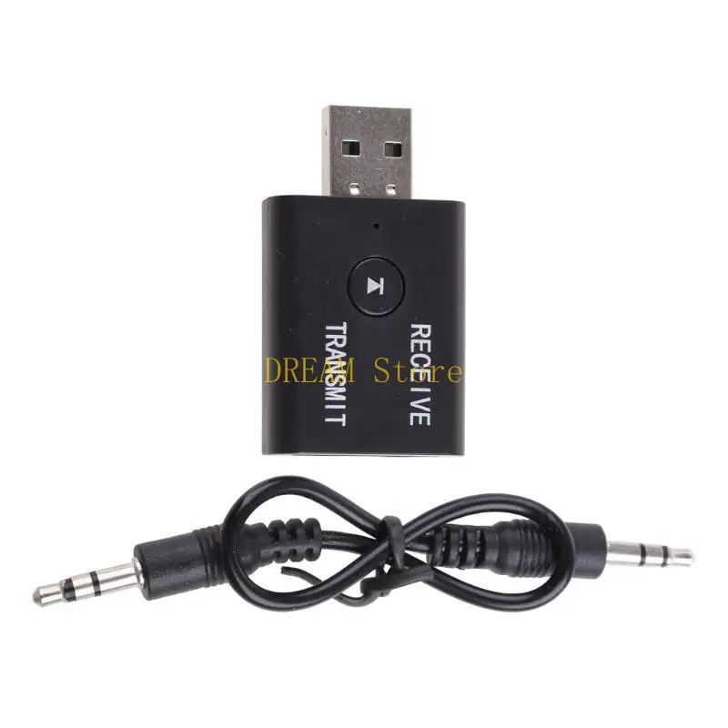 Mini Transmitter Receiver Bluetooth-compatible5.0 Wireless USB Car Music Adapter AUX Stereo Receive One-Button Best Sale