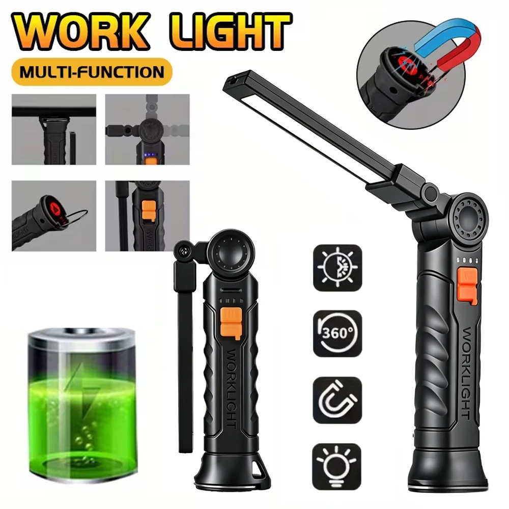 Portable LED COB Search Lights with Magnetic & Hook Built-in Battery Rechargeable Work Light Outdoor Waterproof Emergency Lamp