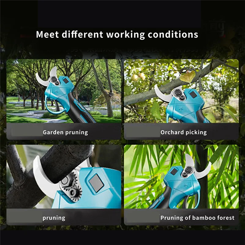 

A74E-Brushless Electric Pruning Shears Garden Tool Pruner Cordless Electric Garden Scissors For 18-21V Battery
