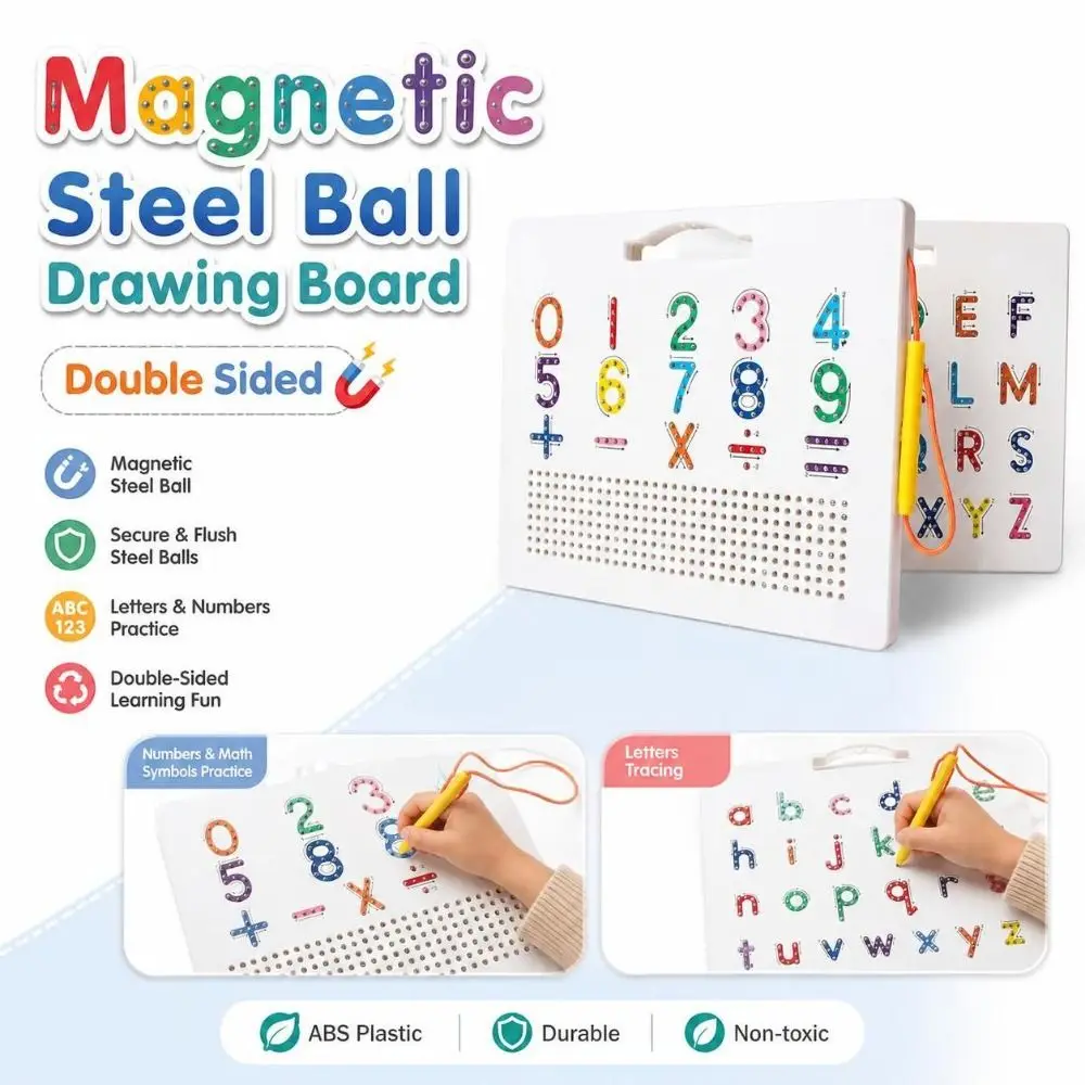 Double-Sided Magnetic Steel Ball Drawing Board Magnetic Plastic Alphabet Learning Board Writing Practice Board