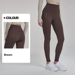 Women's Yoga Leggings Lycra Naked Feel Antibacterial with Pocket Reflective Print Fitness Sports Trousers