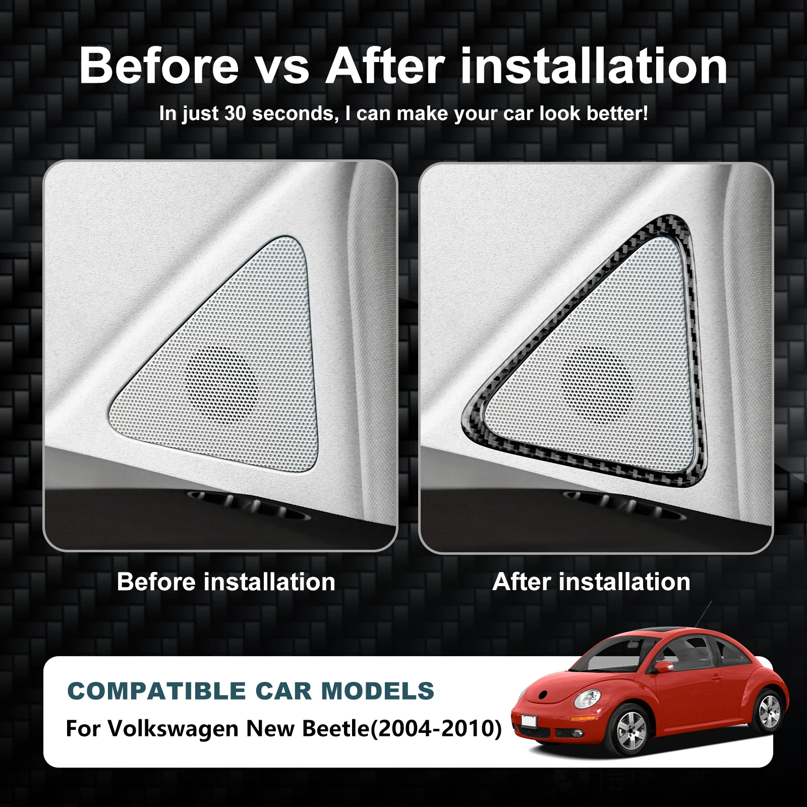 Real Soft Carbon Fiber Sticker For Volkswagen New Beetle 2004 2005 2006 2007 2008 2009 2010 Car A-Pillar Speaker Accessories
