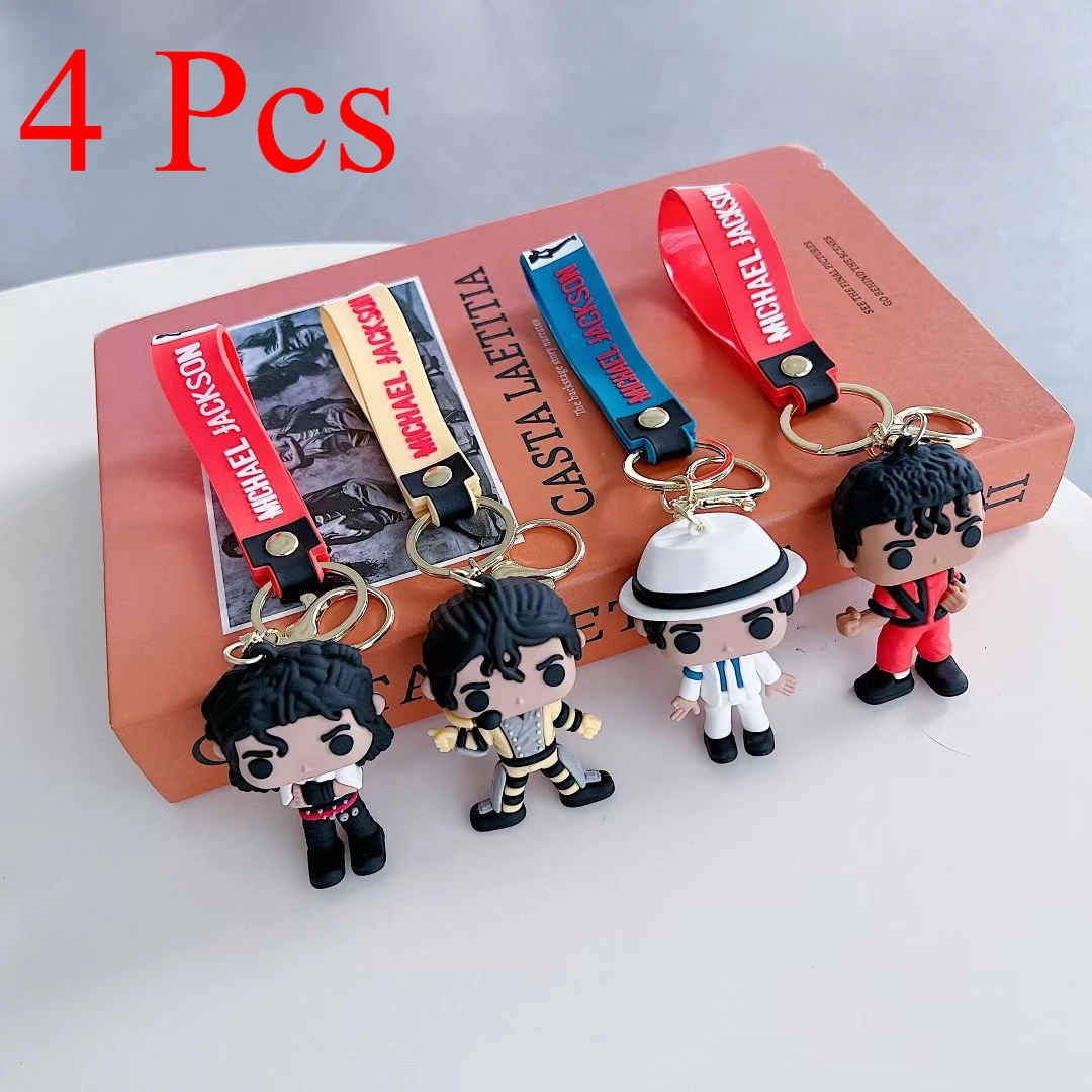 Creative King of Dance Michael Jackson Keychain Handmade Key Ring Holder Pendant Key Chains Men's and Women's Bag Accessories