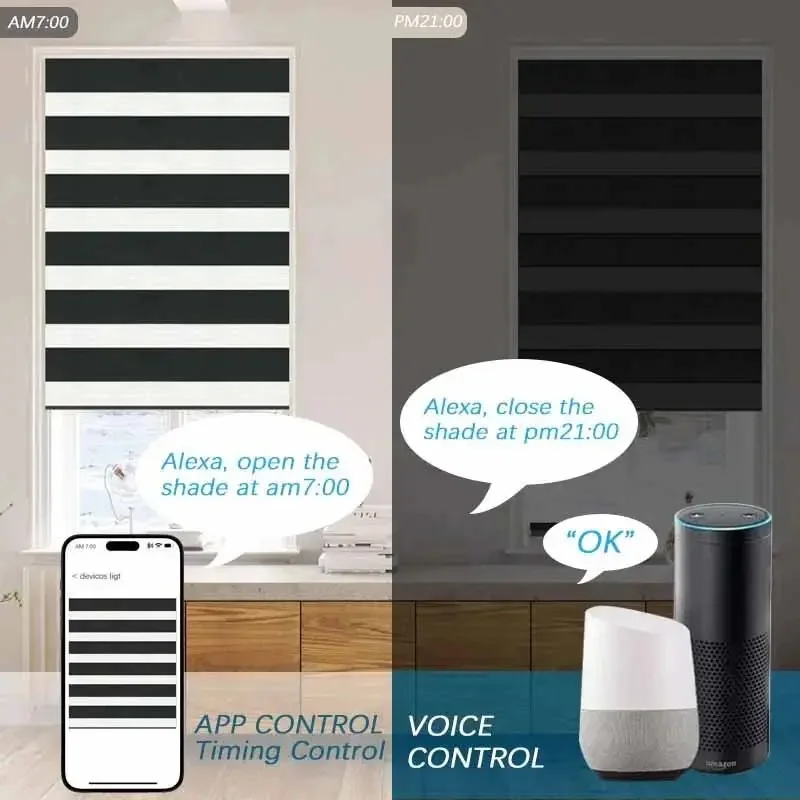 Customize Size Motorized Apple HomeKit control Blackout Waterproof Zebra Blinds For Window