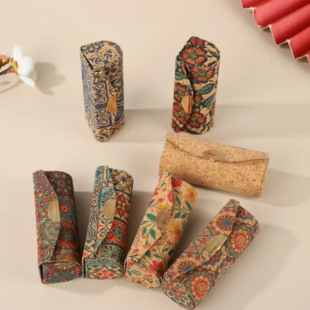 

Portable With Mirror Lipstick Case Chinese Style Floral Lipstick Box Mini Jewelry Case