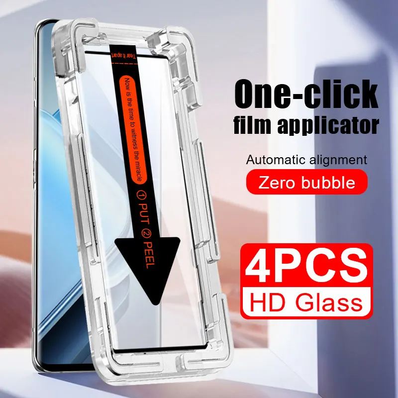 4Pcs Tempered Glass Protective Film for Vivo X100 Full Cover Smartphone Screen Protector X90 X80 X70 X60 Pro S19 S18 S17 S16