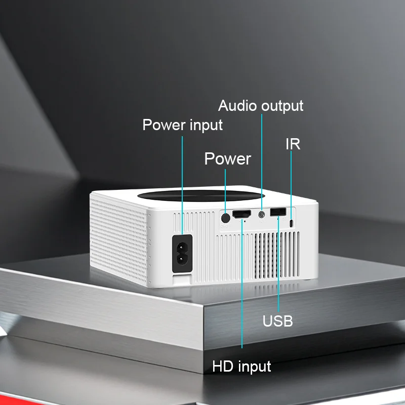 جهاز عرض TJXL-2025 صغير يعمل بنظام أندرويد مع حامل Gimbal واي فاي عالي الدقة 4K وصب الشاشة للسينما المحمولة في غرفة النوم/الخارجية