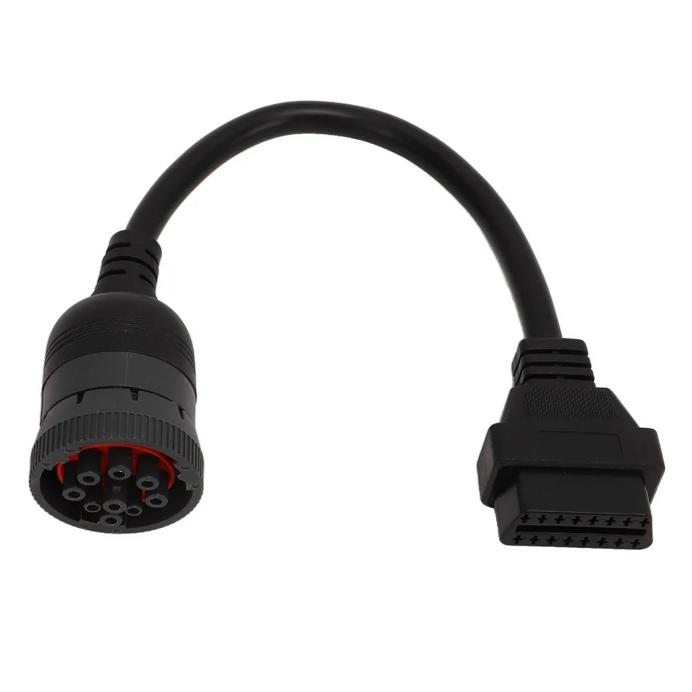 J1939 Protocol Diagnostic Connector Cable 9PIN Female To 16Pin Plug And Play Diagnostic Adapter Cable Universal