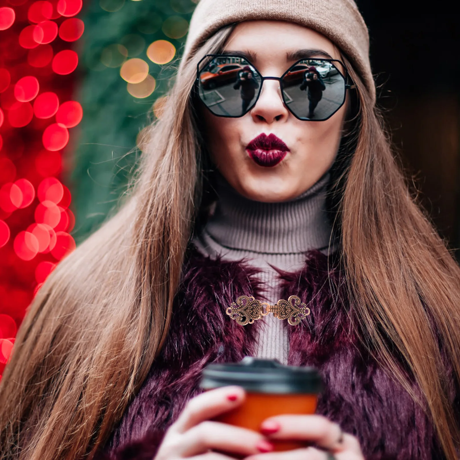 2 paia di fermagli per colletto a mantella con clip per scialle vintage per donna Elegante chiusura per cardigan Spilla per mantello retrò liscia adatta per appuntamenti di nozze