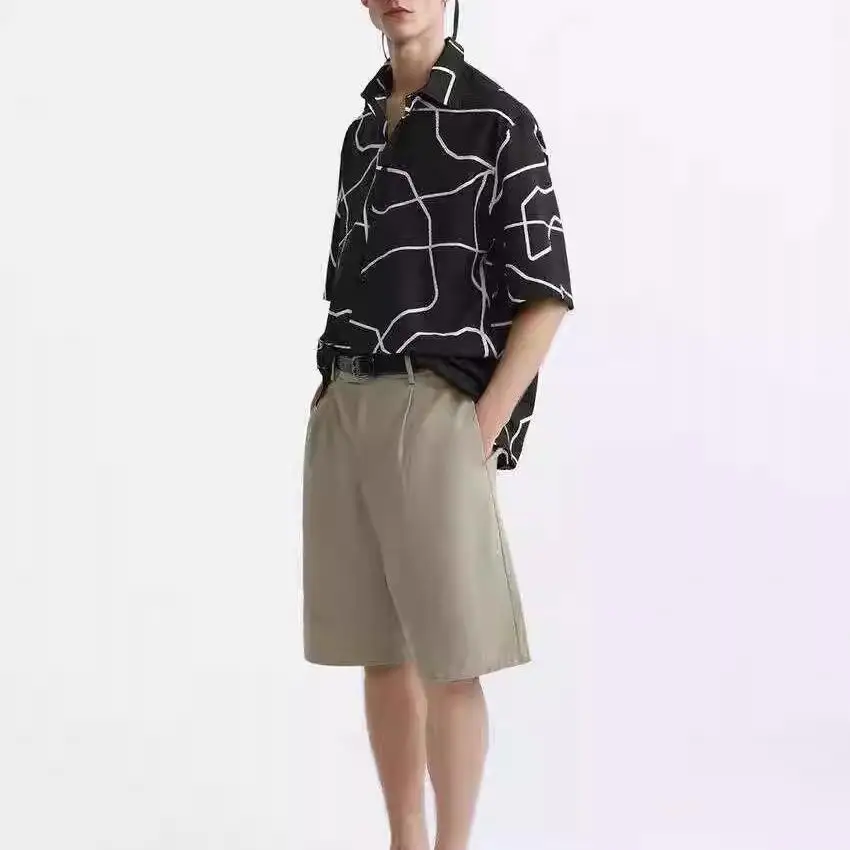 

Loose Bubble irt Men's Summer New Arrival ort Sve Printed Casual irt Faion Urban Sle Regular Length Single Button