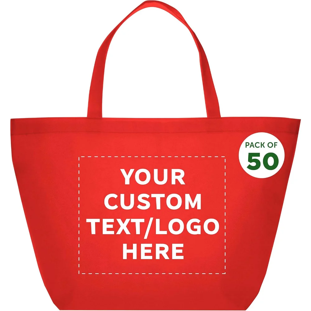 

Custom Southern Style Grocery Tote Bags Set of 50 - Personalized Bulk Pack, Reusable Grocery & Shopping Bags -